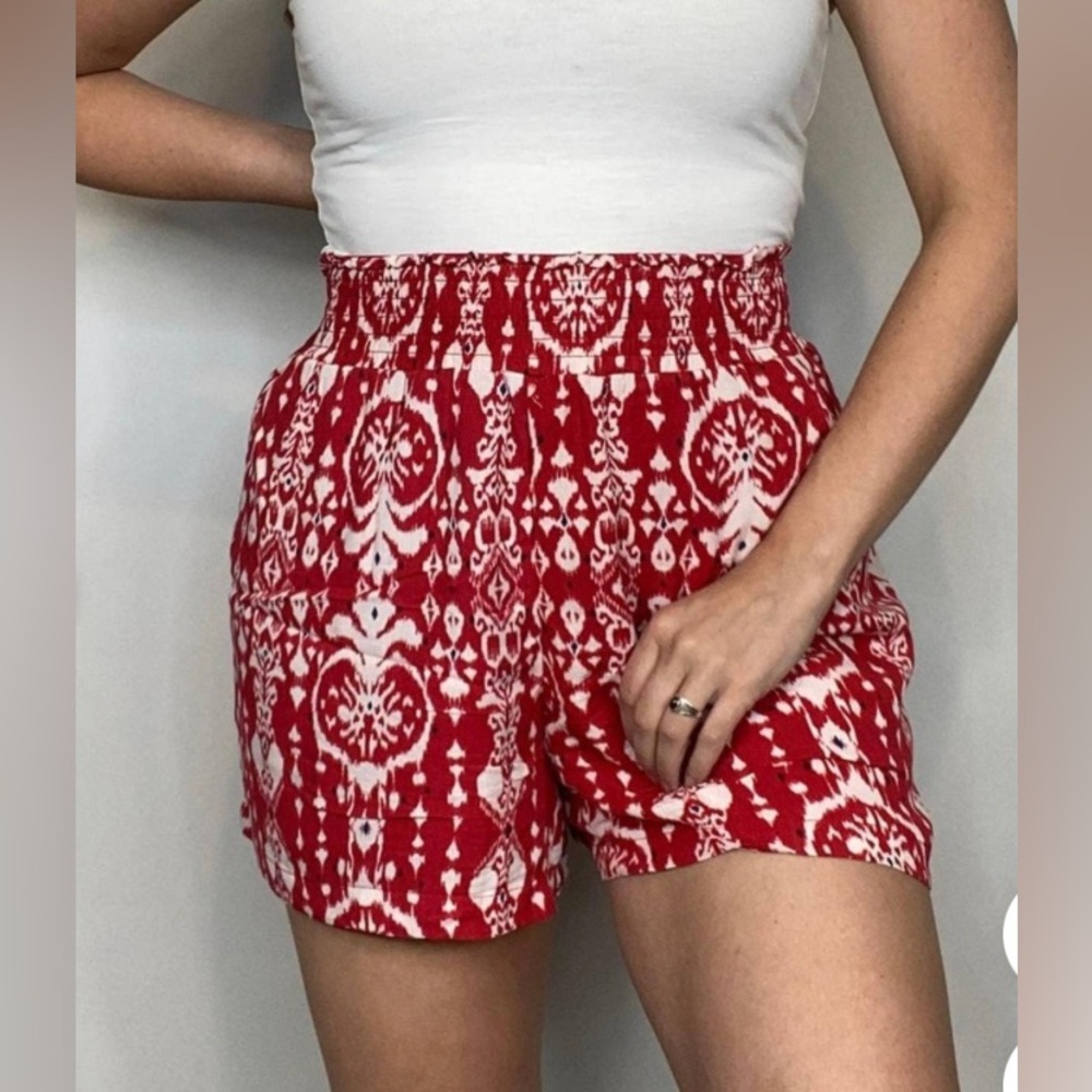 Knox Rose High Rise Flowy Elastic Waist Paper Bag Style Shorts
